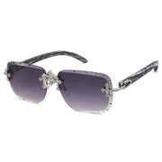 Rimless Diamond Cut Sunglasses W/ Cross Hinge – image 7