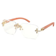 Rimless Diamond Cut Sunglasses W/ Cross Hinge – image 5
