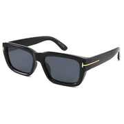 Thick Rectangle Sunglasses W/ Gold T Hinge – image 1