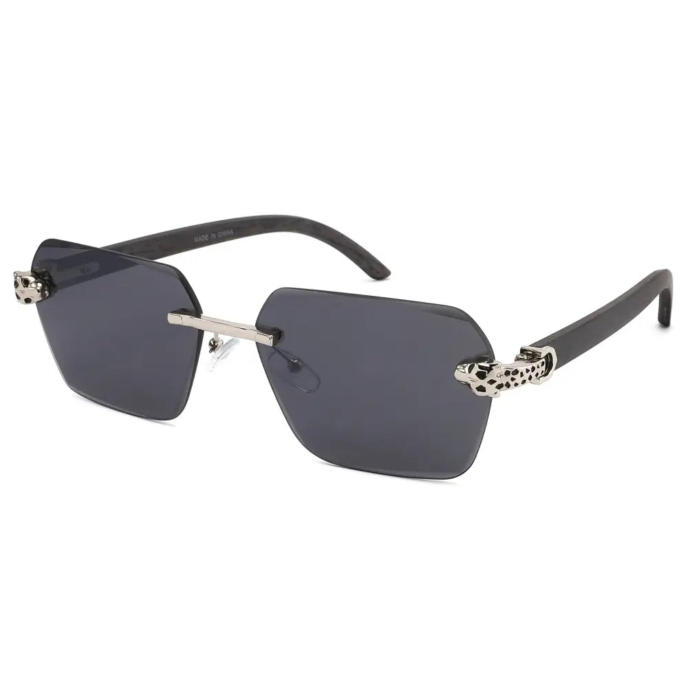 Rimless Diamond Cut Sunglasses W/ Panther Hinge