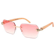 Rimless Diamond Cut Sunglasses W/ Panther Hinge – image 5