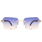 Rimless Diamond Cut Sunglasses W/ Panther Hinge – image 2