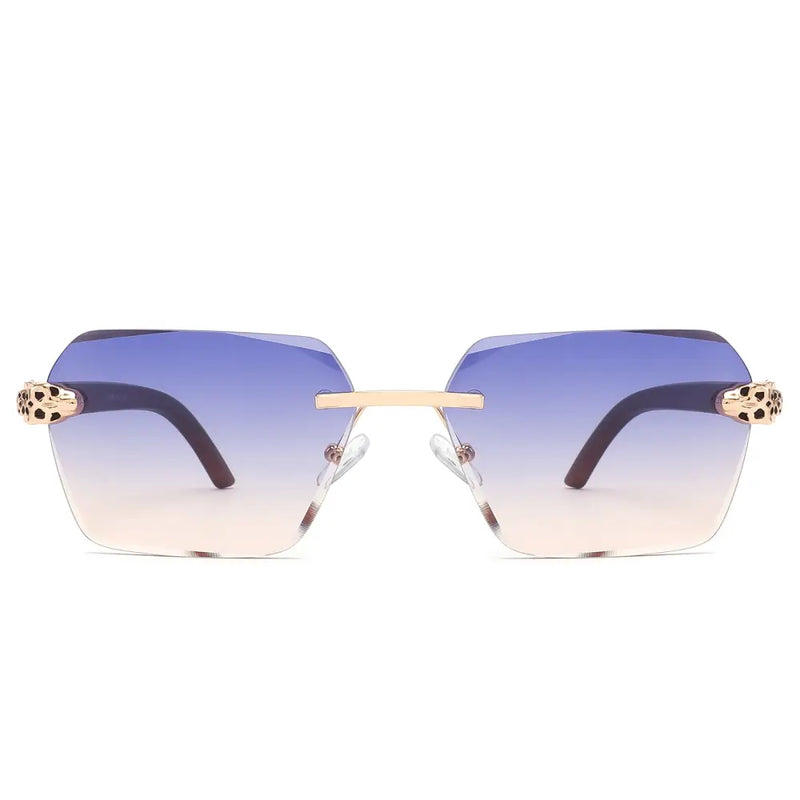 Rimless Diamond Cut Sunglasses W/ Panther Hinge – second view