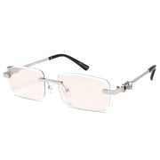 Rimless Rectangle Sunglasses W/ Metal Link Hinge – image 6