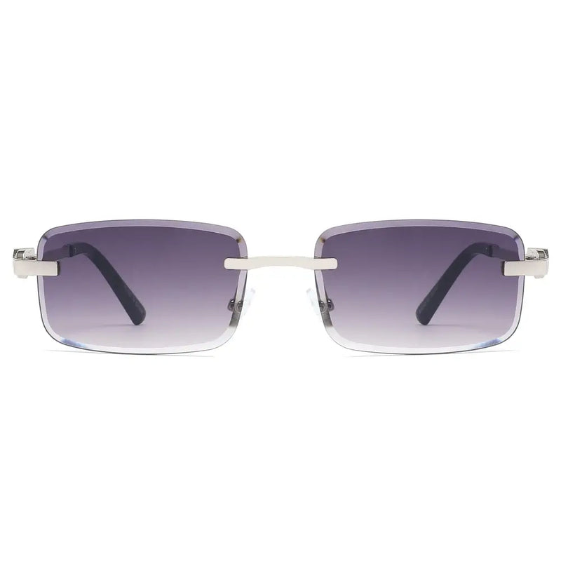 Rimless Rectangle Sunglasses W/ Metal Link Hinge – second view
