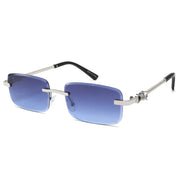Rimless Rectangle Sunglasses W/ Metal Link Hinge – image 7