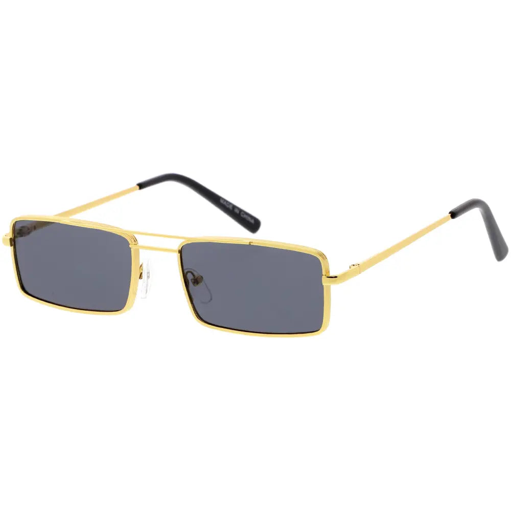 Slim Rectangle Gold Frame Sunglasses