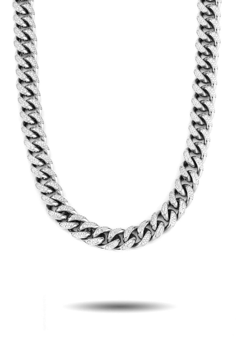 10MM Diamond Cuban Link Chain White Gold - The Gold Gods