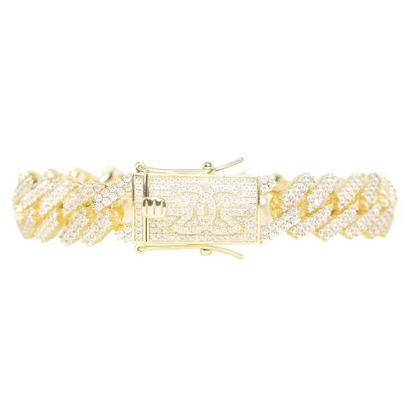 15MM STRAIGHT EDGE DIAMOND CUBAN BRACELET-The Gold Gods