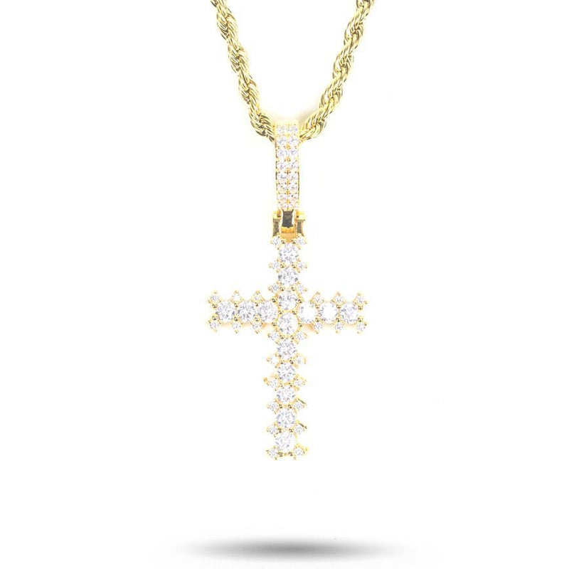 FLOODED DIAMOND CROSS NECKLACE IN GOLD-The Gold Gods
