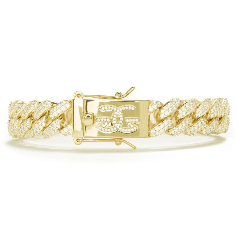 12MM FLOODED DIAMOND CUBAN LINK BRACELET-The Gold Gods