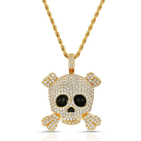 DIAMOND SKULL PENDANT WITH ROPE CHAIN-The Gold Gods