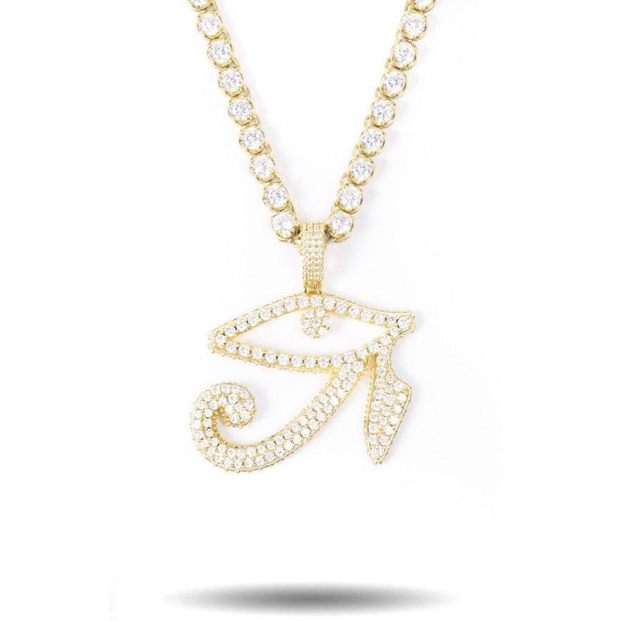 DIAMOND EYE OF HORUS WITH TENNIS CHAIN-The Gold Gods
