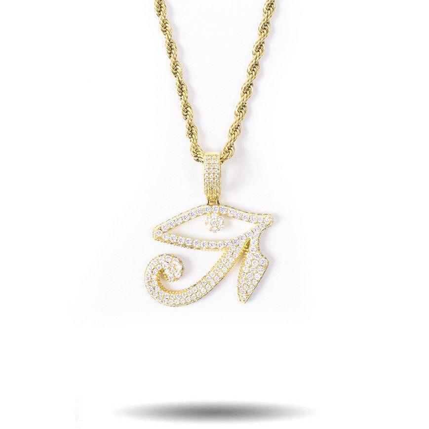 DIAMOND EYE OF HORUS WITH ROPE CHAIN-The Gold Gods