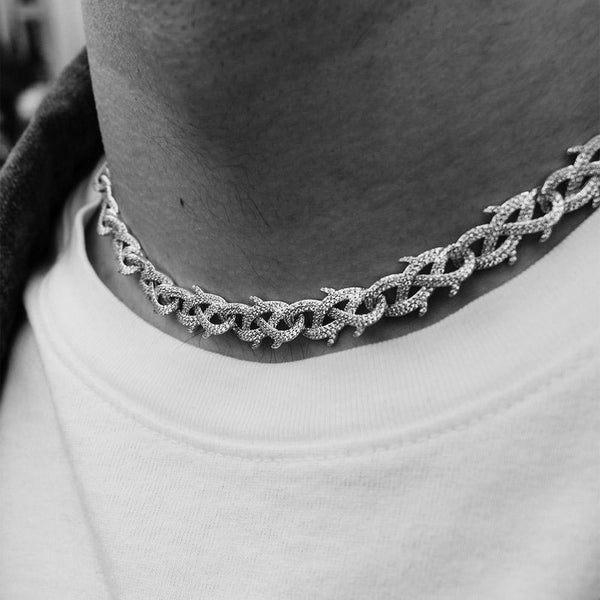 DIAMOND CROWN OF THORNS CHAIN IN WHITE GOLD-The Gold Gods
