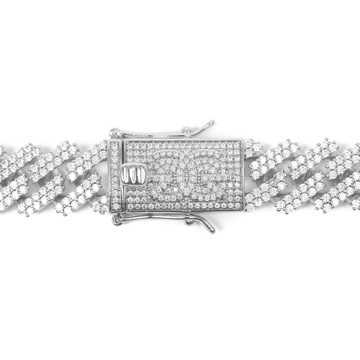 15MM Straight Edge Diamond Cuban Link Chain in White Gold - The Gold Gods