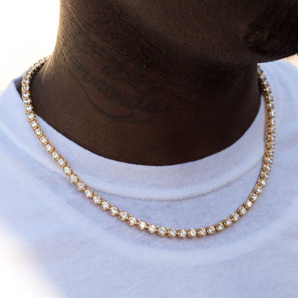 4MM Diamond Buttercup Tennis Chain in Gold - The Gold Gods