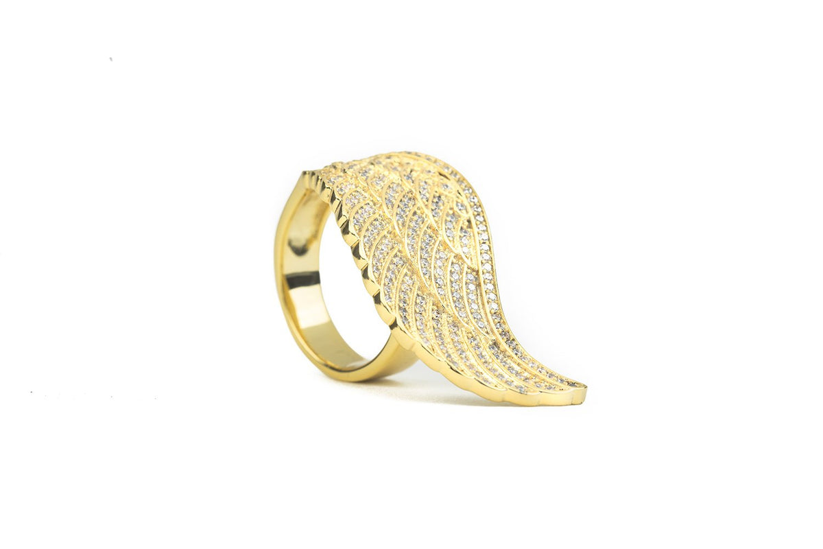 Diamond Angel Wing Ring - The Gold Goddess