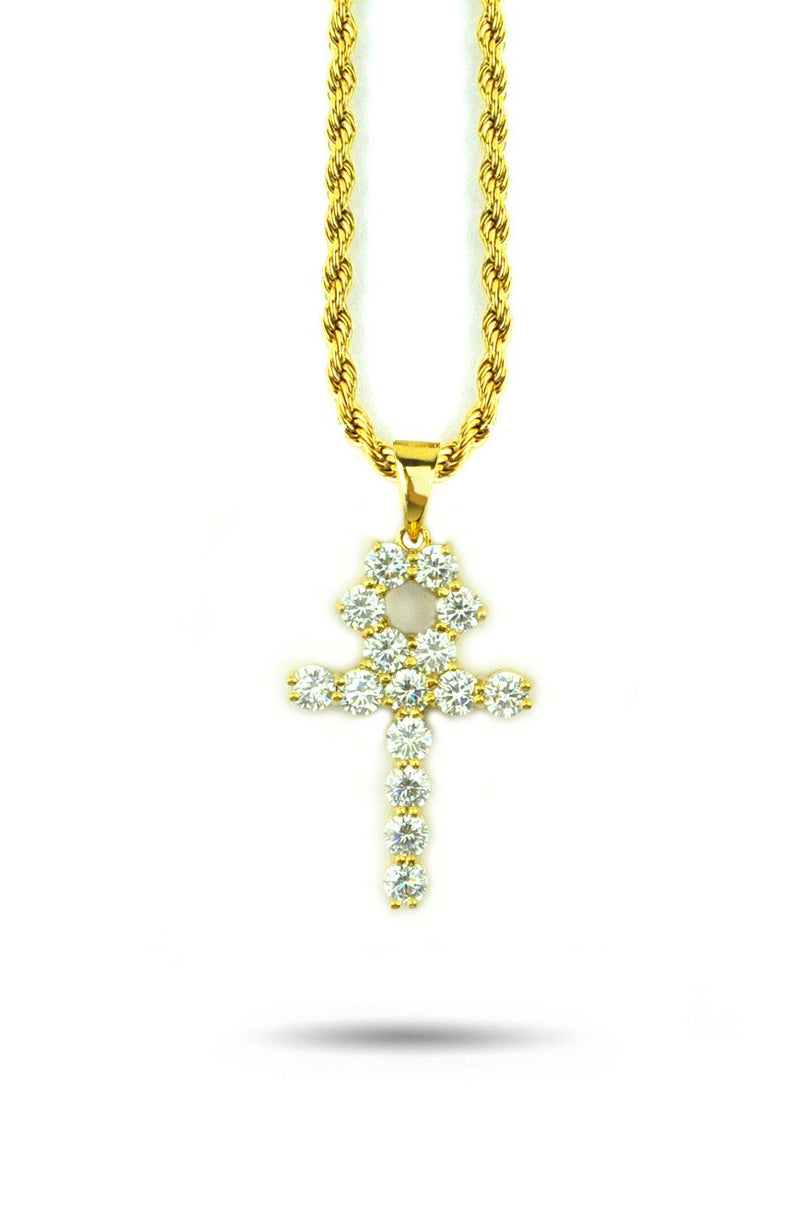 Micro Diamond Ankh Necklace - The Gold Gods