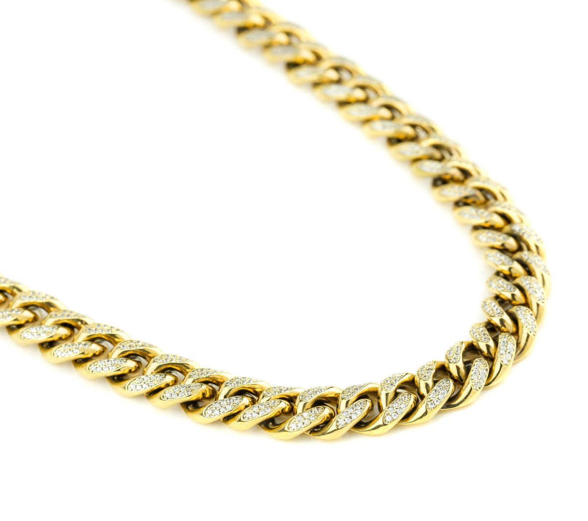 10MM Diamond Cuban Link Chain Yellow Gold - The Gold Gods