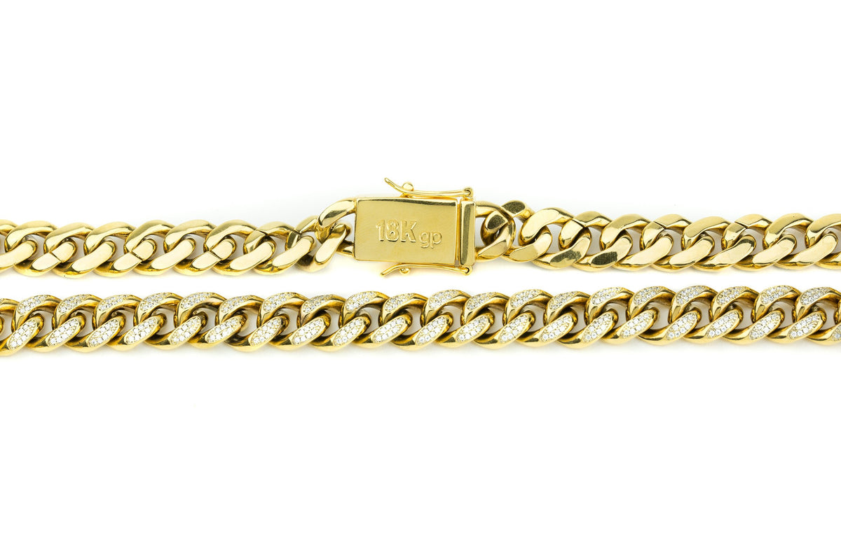 10MM Diamond Cuban Link Chain Yellow Gold - The Gold Gods