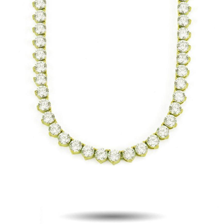 6MM Diamond 3-Pronged Tennis Chain in Gold - The Gold Gods