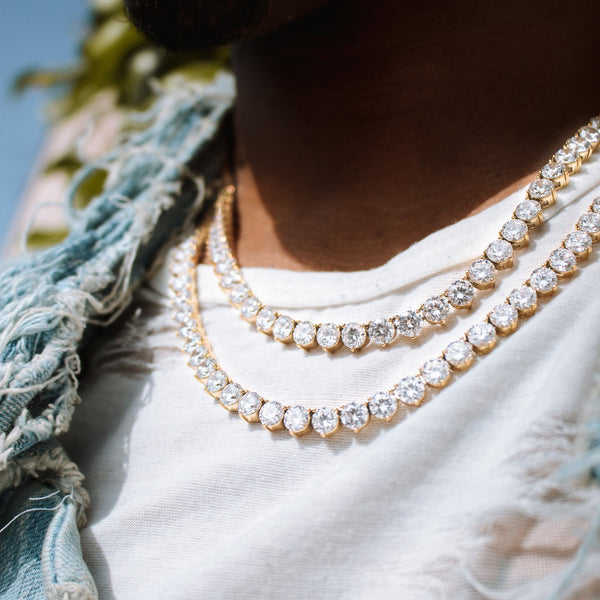 6MM Diamond 3-Pronged Tennis Chain in Gold - The Gold Gods