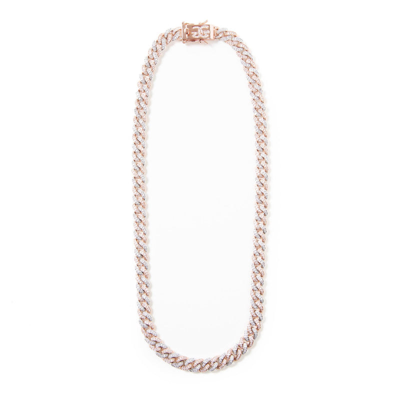2 Tone 8MM Micro Diamond Cuban Link Chain