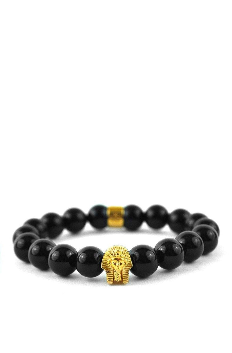 Glossy Black Pharaoh Beaded Bracelet - The Gold Gods