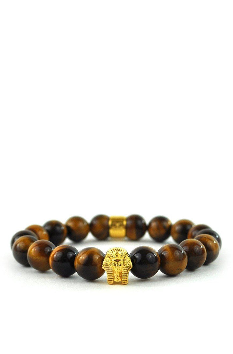 Tiger Eye Gemstone Pharaoh Beaded Bracelet